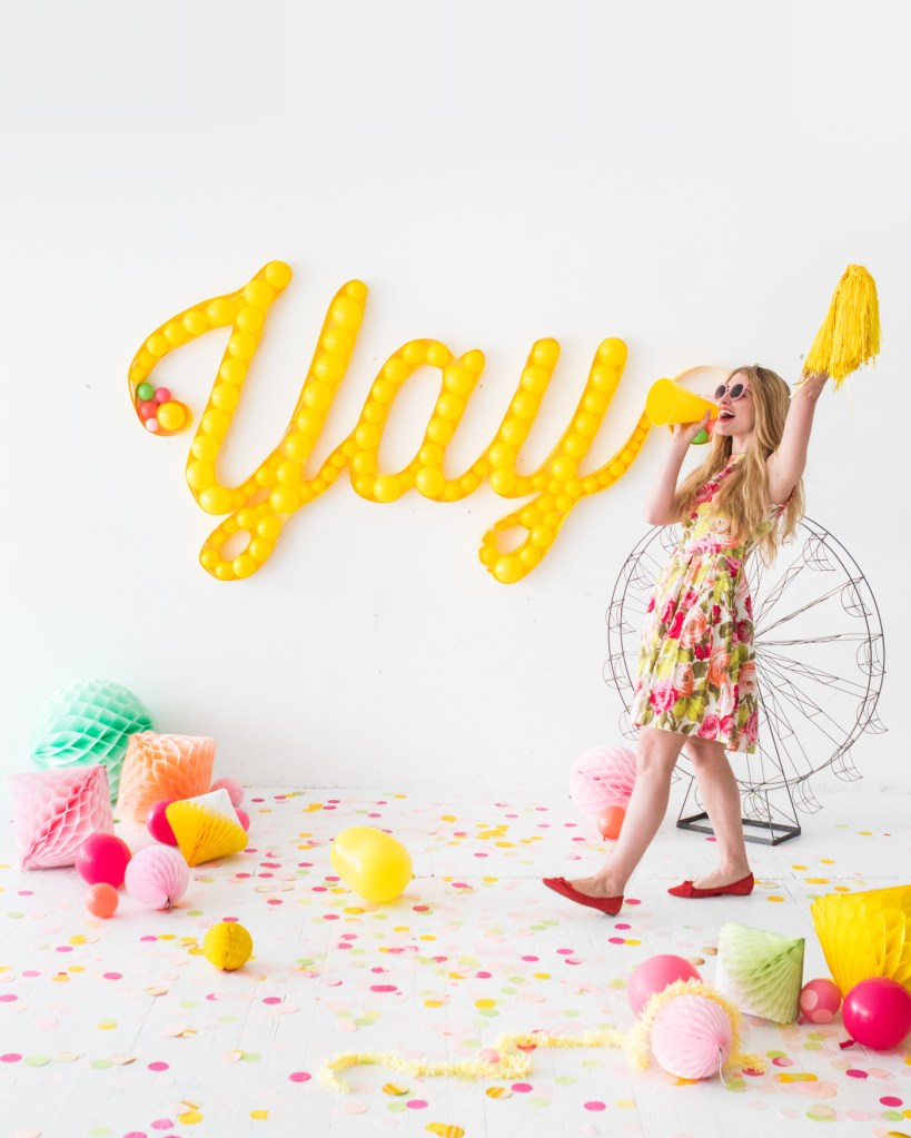 Marquee Light Balloon Wall by Naomi Julia Satake for Oh Happy Day!