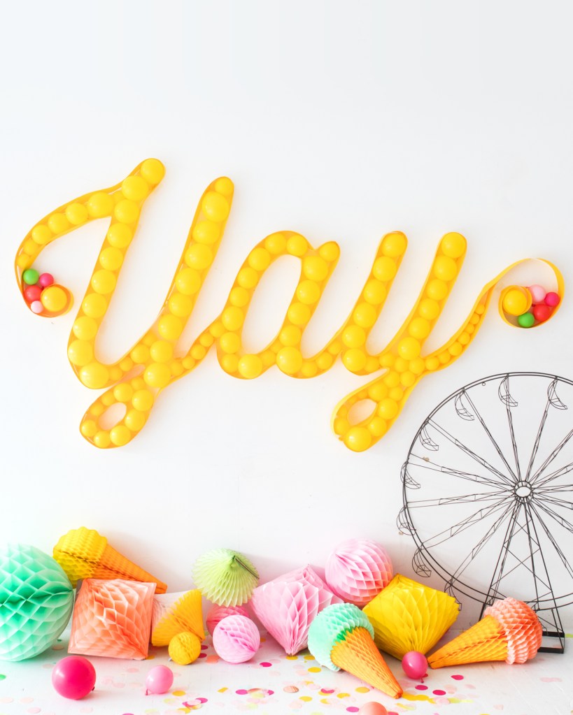 Marquee Light Balloon Wall by Naomi Julia Satake for Oh Happy Day!