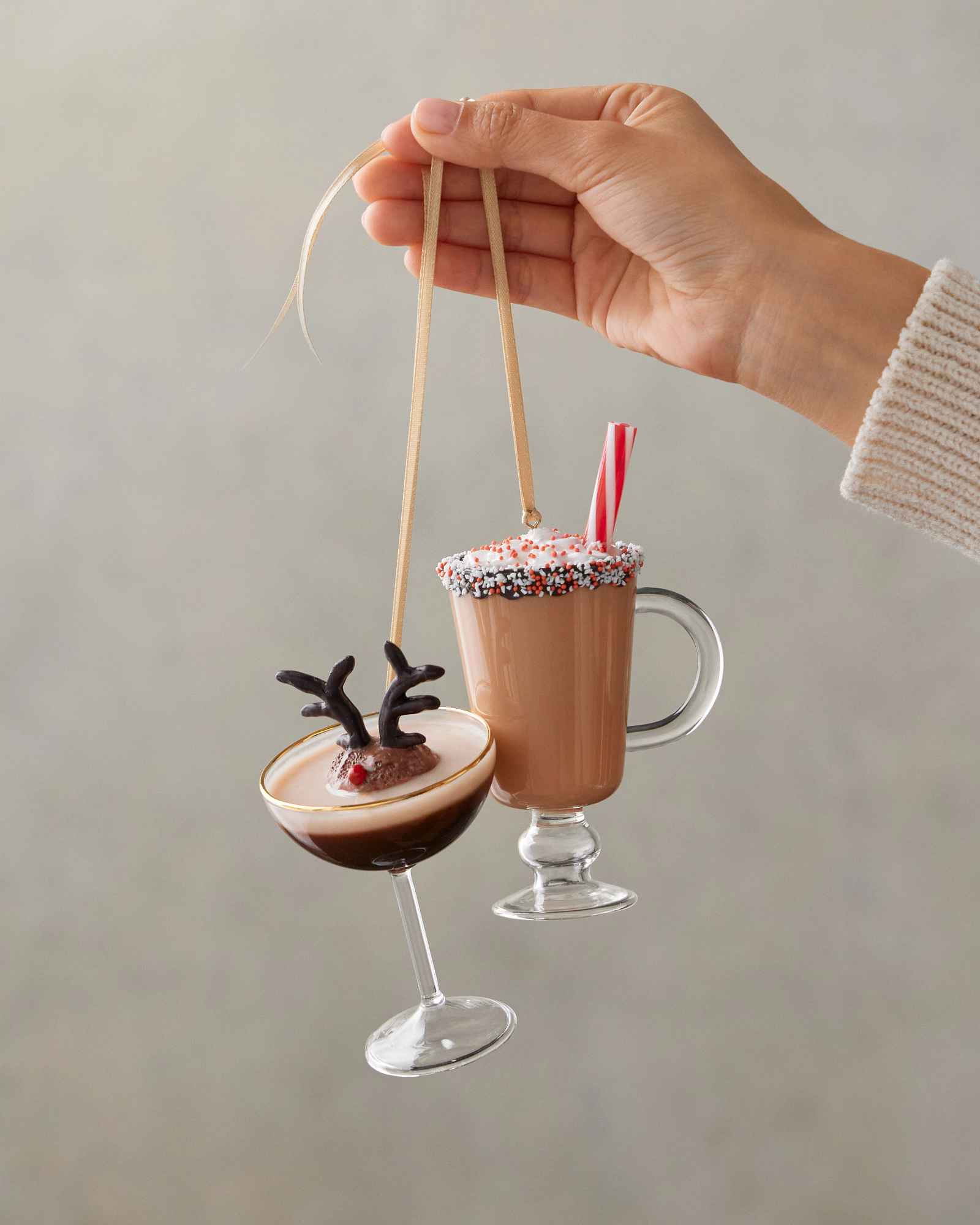 Product styling martini cocktail holiday ornament set