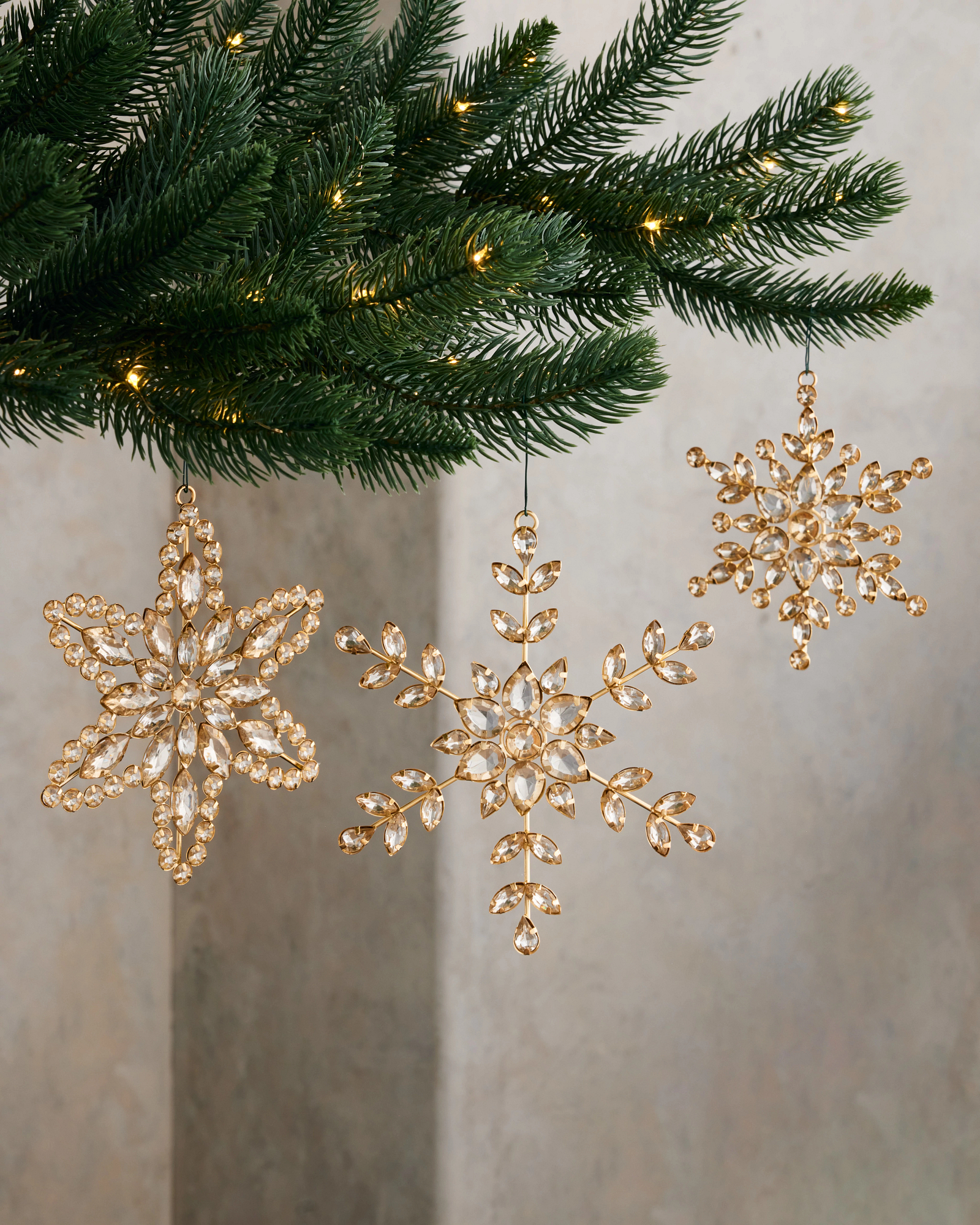 Product styling rhinestone snowflake ornaments