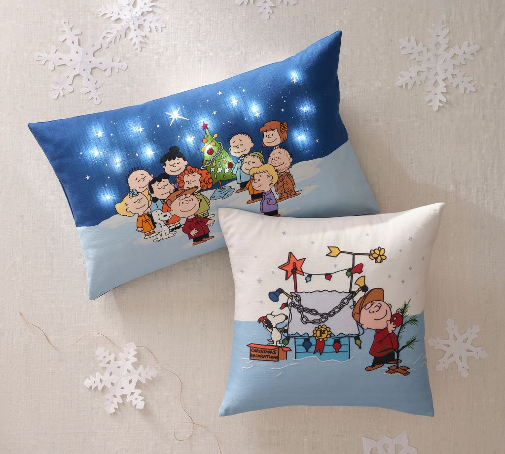 Holiday decorative pillow assortment | Peanuts collaboration with Pottery Barn