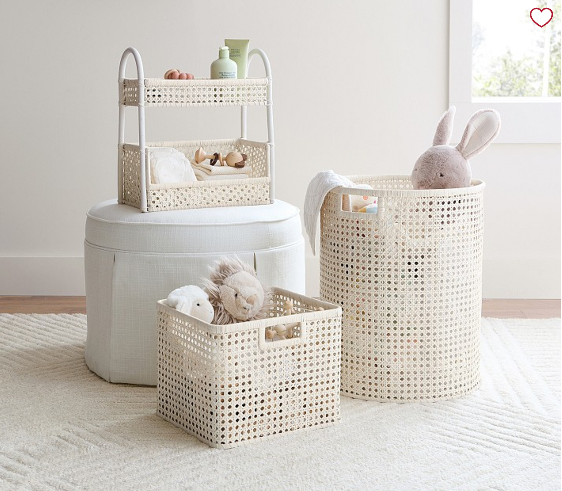 Nursery storage baskets and bins